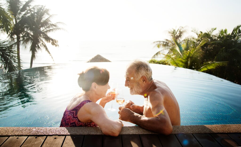 A honeymoon couple enjoying summertime